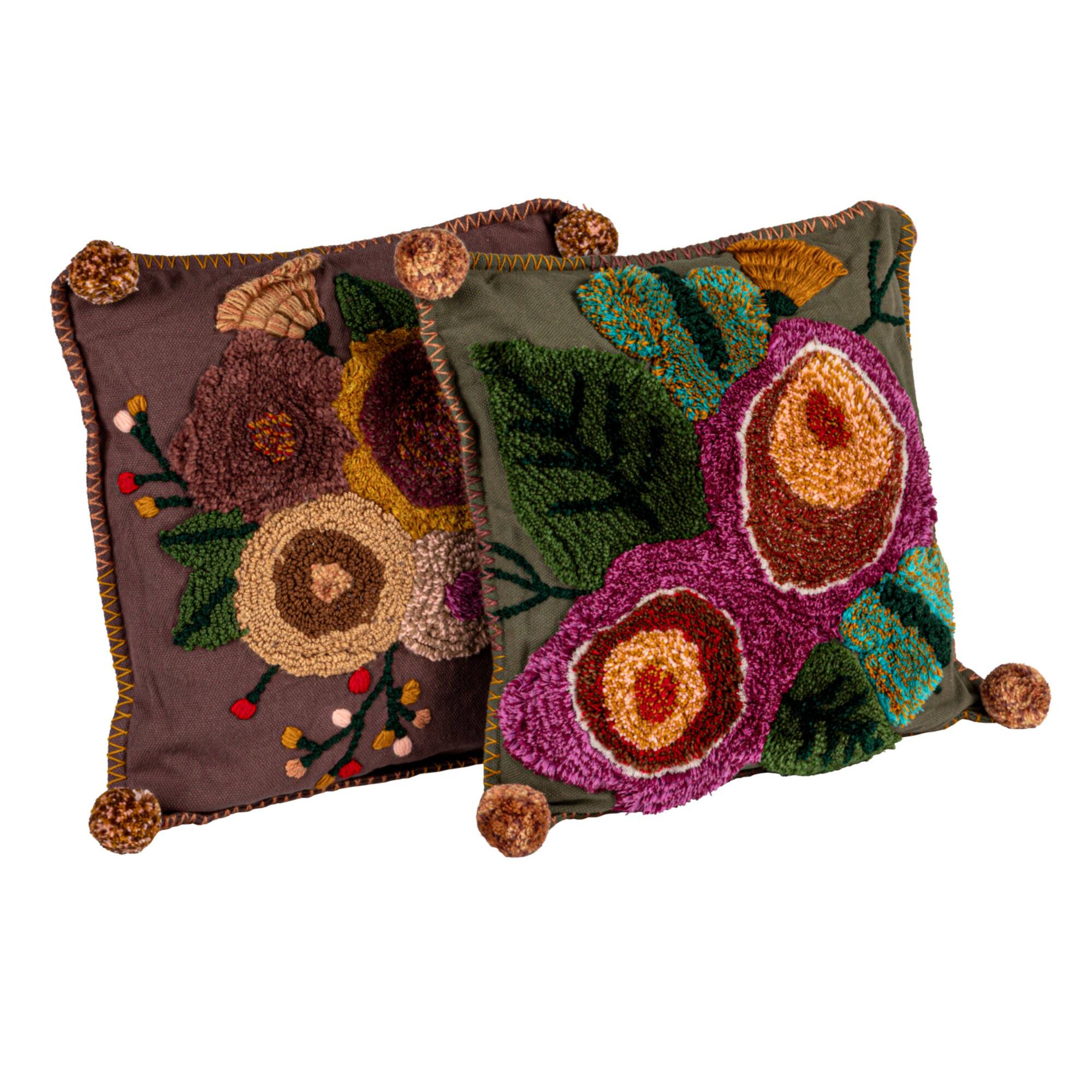 Hello Honey® 18" Multicolor Embroidered Tufted Pillow Set